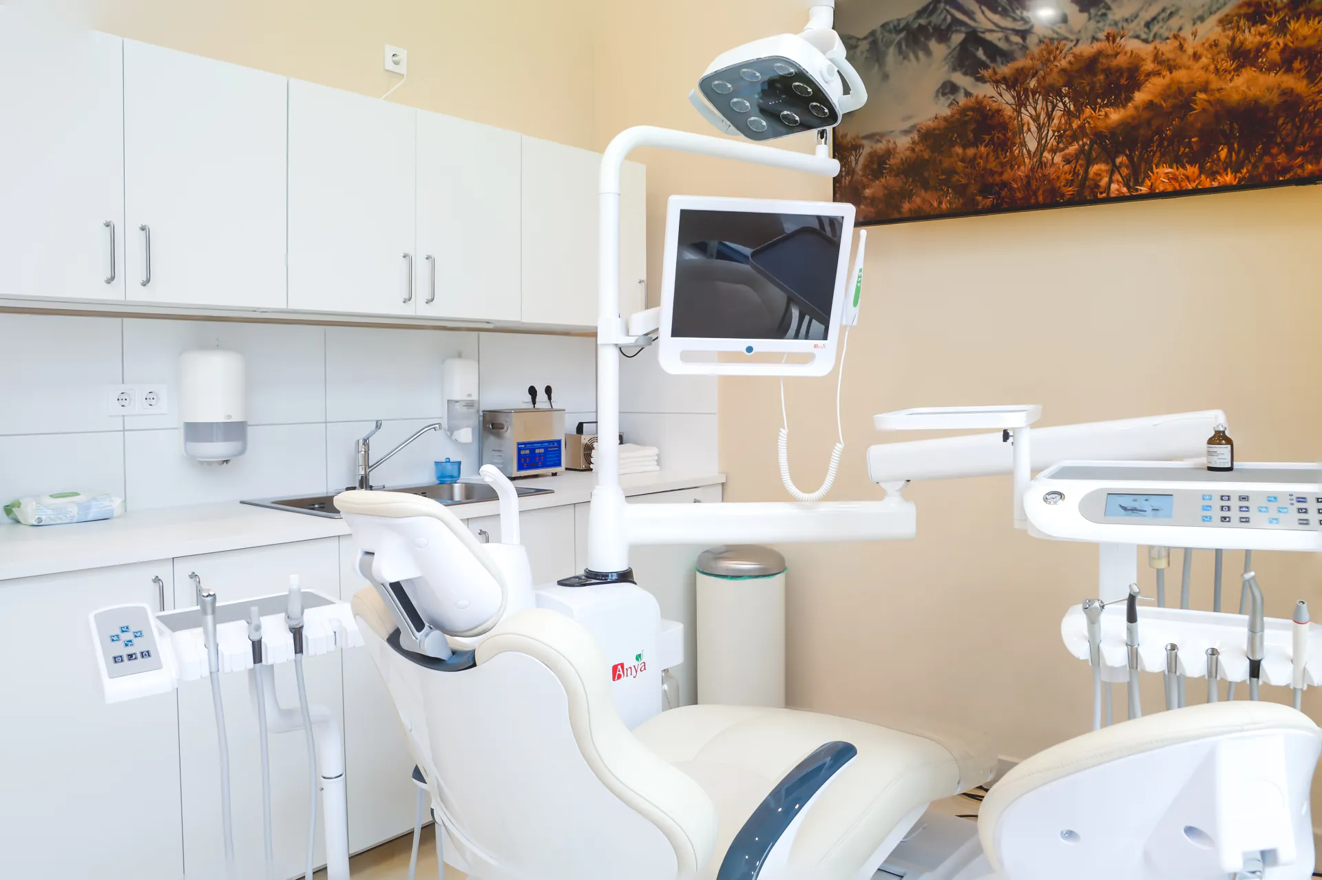 Modern equipped dental treatment room used for clinical assessment in Budapest