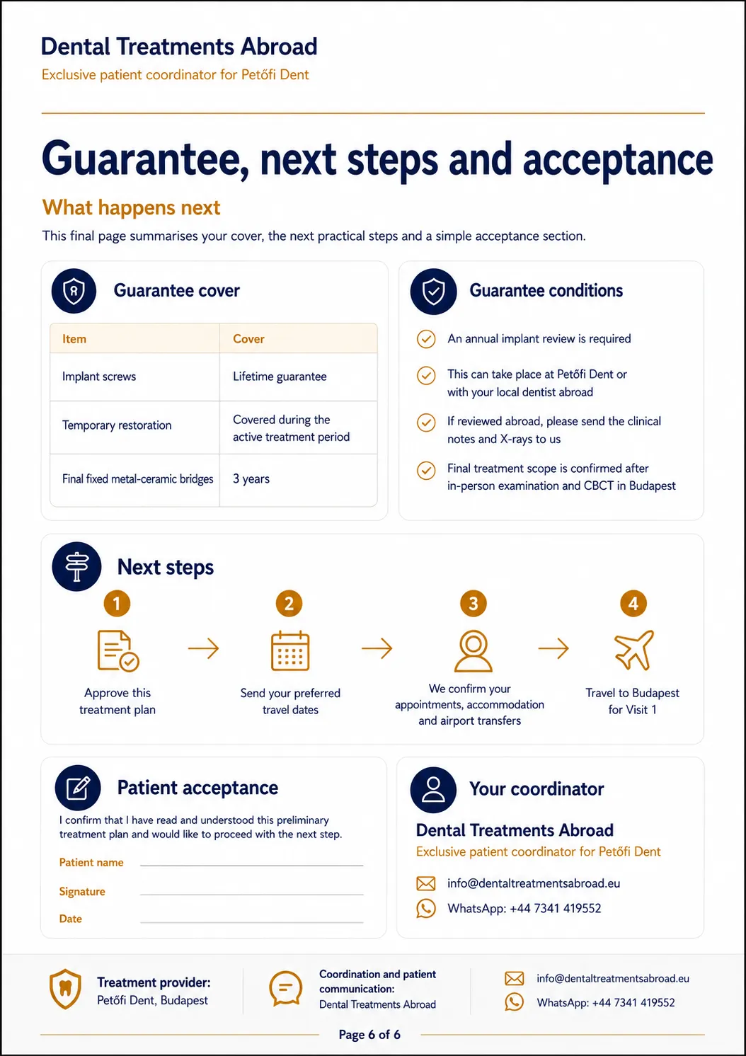 Treatment guarantee